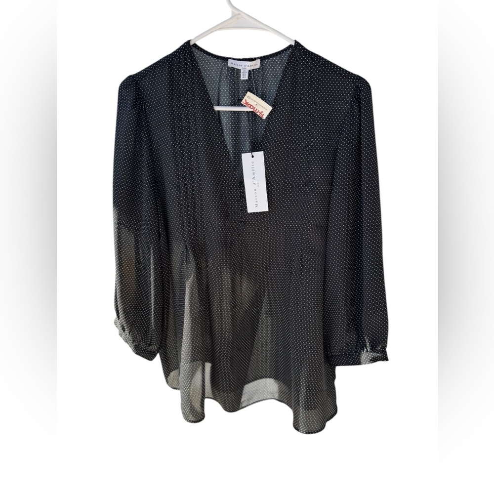 Black and White Polka Dot Blouse sz L